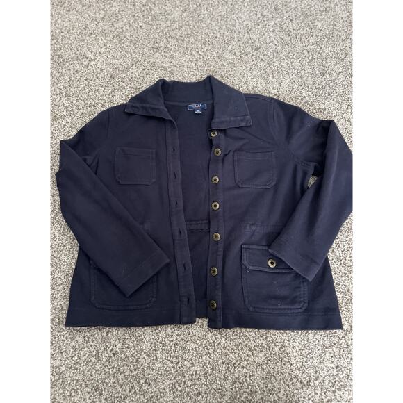 CHAPS Women’s Navy Blue 100% Cotton Jacket Size M Pockets Buttons. - Picture 2 of 9